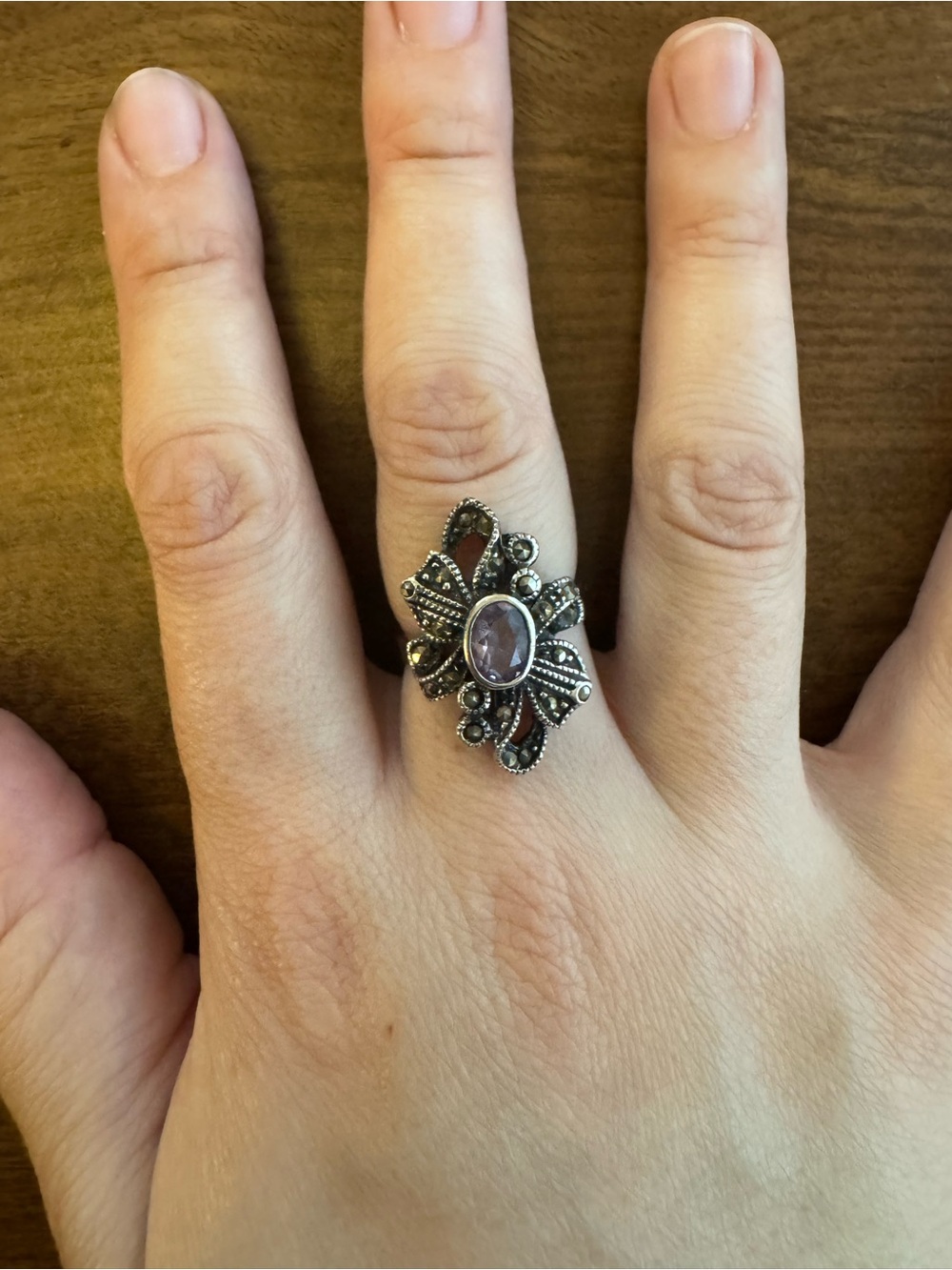 Purple Ribbon Sterling Ring